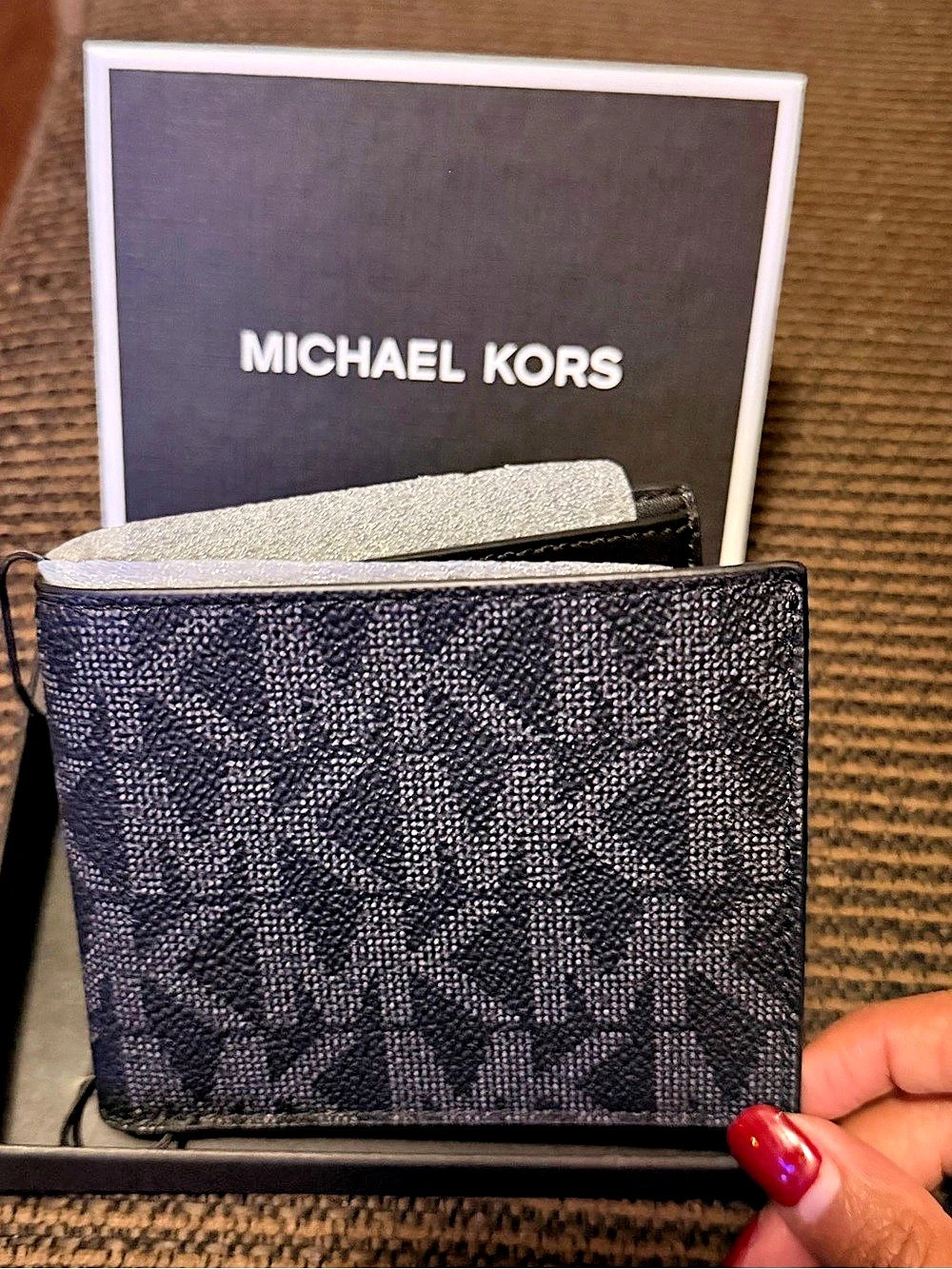 Michael Kors Monogram Card Holder in Black & Gray Like New